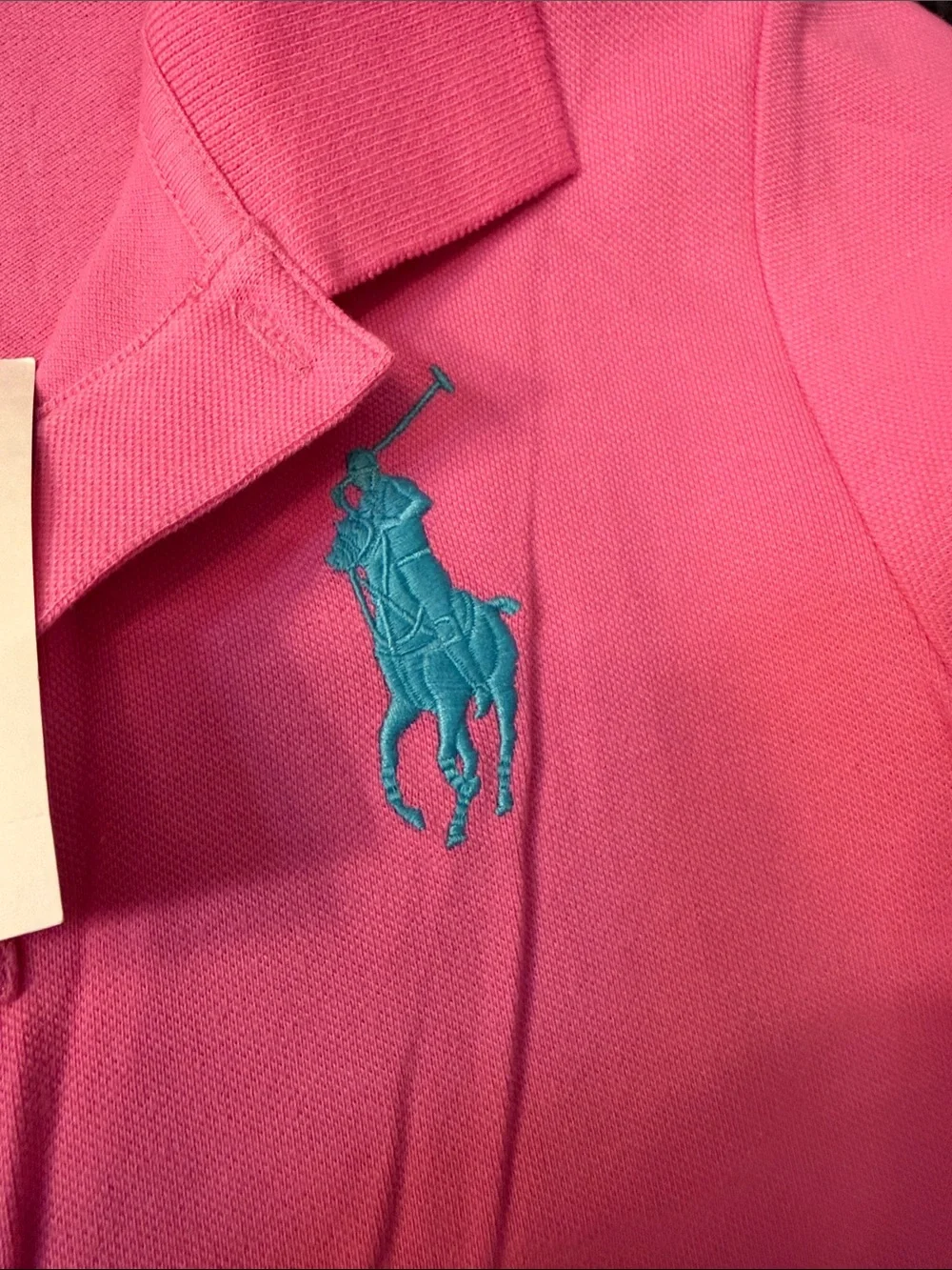 Ralph Lauren Hot Pink Girls Polo with Aqua Pony
